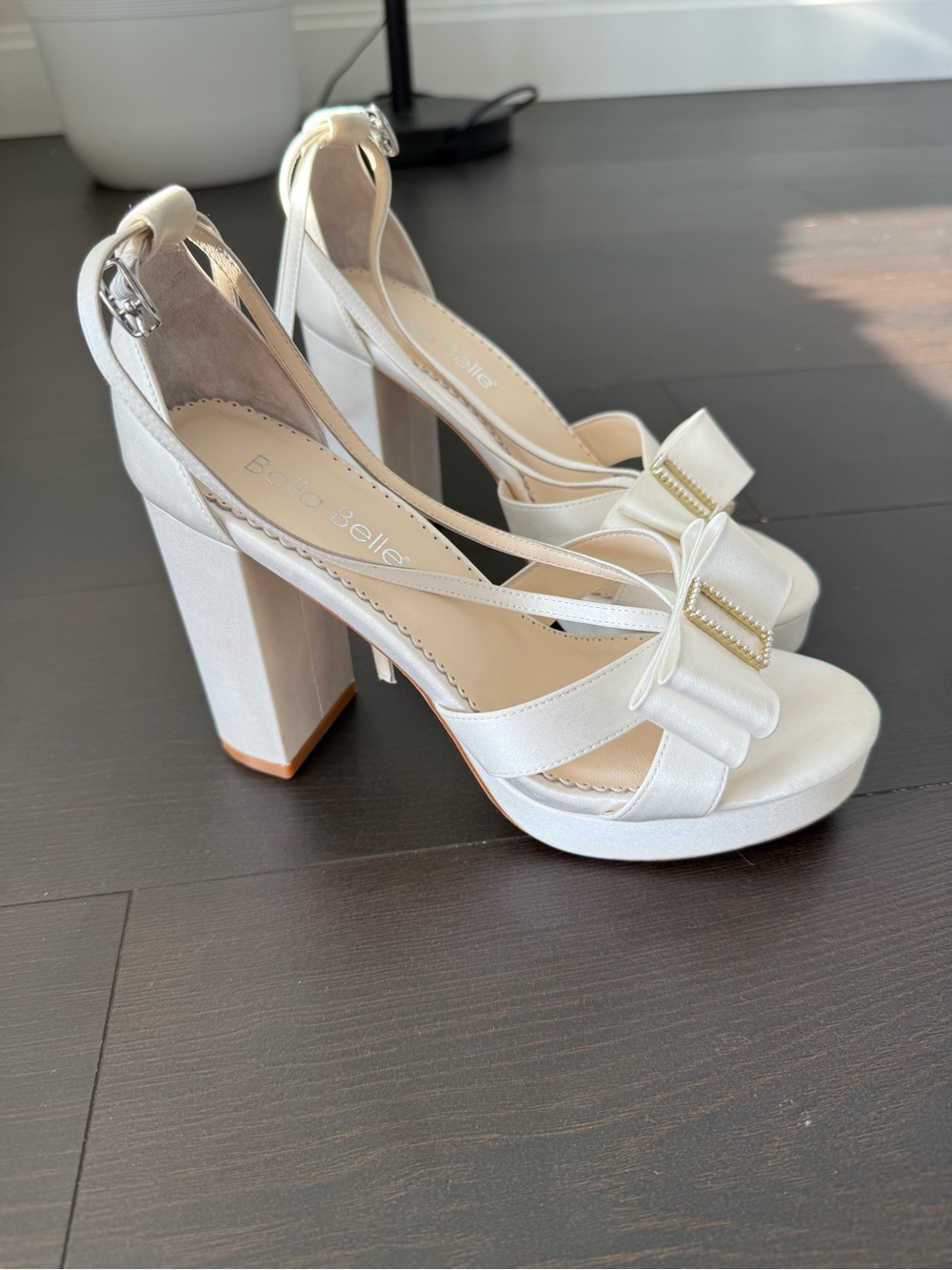 Bella Belle Addison Ivory Satin Bridal Heels